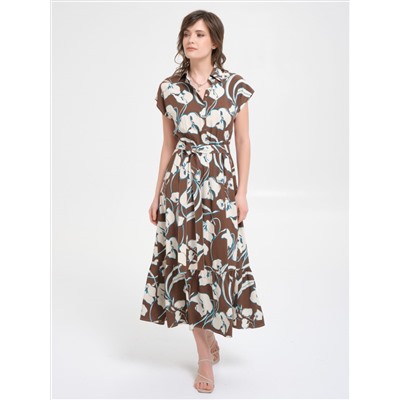 Платье коричневое с поясом