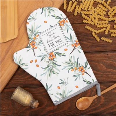 Варежка - прихватка «Этель» Berry garden, 20×28 см, саржа, 100% хлопок, ватин 250 г/м²