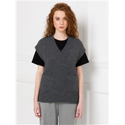 Жилет вязаный тёмно-серый