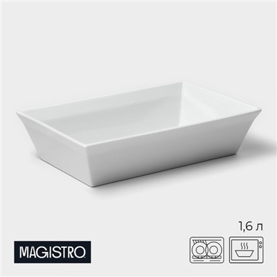 Форма для выпечки Magistro White gloss, 1.6 л, 27×17×6.3 см, жаропрочный фарфор, белая