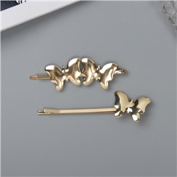 Невидимки для волос QF «Бенте», набор 2 шт., бабочка, 6 см, золото