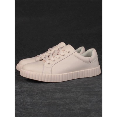 05-PDA175-3 BEIGE/PINK Кроссовки женские (натуральная кожа)