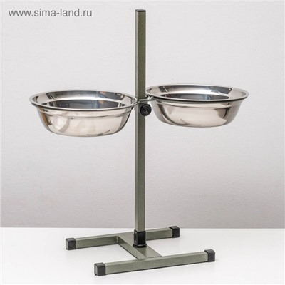 Подставка с мисками, 2×2 л, высота 50 см, разборная, зелёная