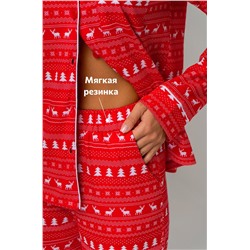 Женская новогодняя пижама с брюками и рубашкой Happyfox