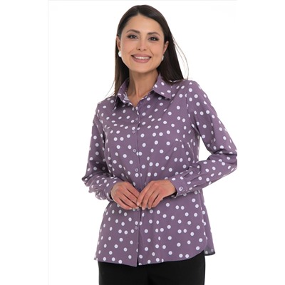 Рубашка сиреневая в горошек