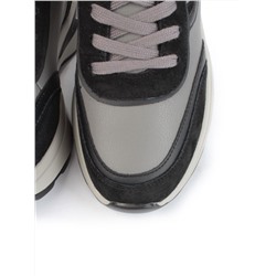 05-804-1B BLACK GRAY Кроссовки женские демисезонные (натуральная кожа , натуральная замша, натуральная байка)