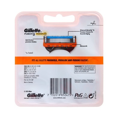 Сменные кассеты Gillette Fusion Power, 5 лезвий, 4 шт