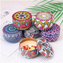 Свеча ароматическая в банке на соевом воске с эфирными маслами, 80 гр. (ЦВЕТ СЛУЧАЙНЫЙ)