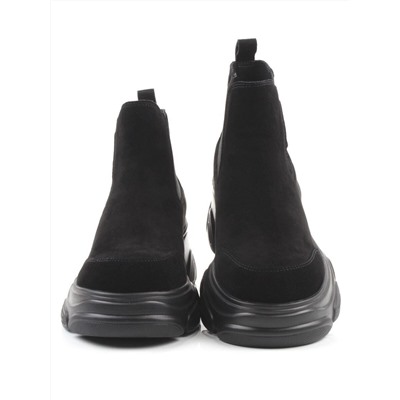 01-H23B-40B BLACK Ботинки демисезонные женские (натуральная замша, байка)