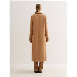 Песочное прямое пальто
