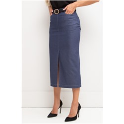 Юбка-карандаш джинсовая тёмно-синяя с разрезом Изольда №1