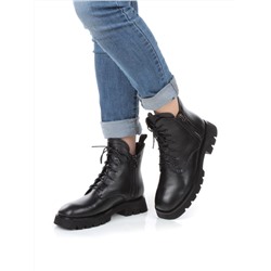 01-CA112-1 BLACK Ботинки демисезонные женские (натуральная кожа, байка)