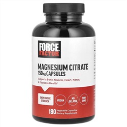 Force Factor, цитрат магния, 150 мг, 180 растительных капсул
