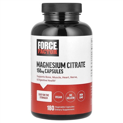 Force Factor, цитрат магния, 150 мг, 180 растительных капсул