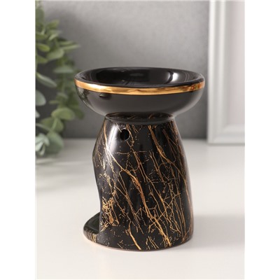 Аромалампа для эфирных масел «Золотой кракелюр на чёрном», керамика, 9.3×9.3×11.8 см
