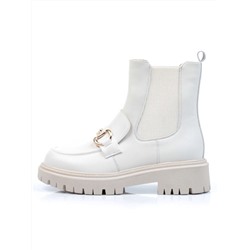 01-5273-2 WHITE Ботинки демисезонные женские (натуральная кожа, байка)