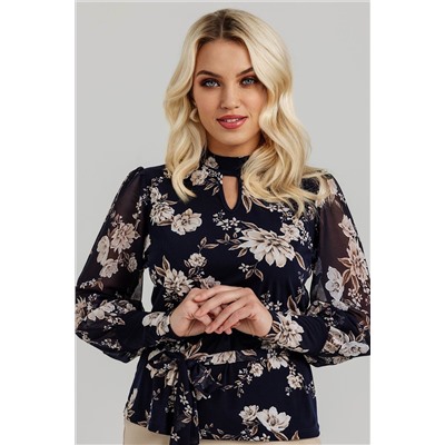 Блузка женская  7010/01/Синий, бежевый