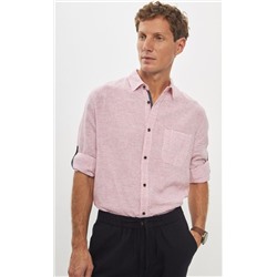 Рубашка д/р лен P411-0489 red