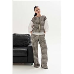 Lokka 1317 белый_клетка, Брюки,  Топ