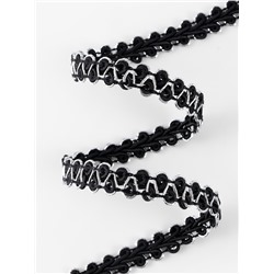 Тесьма декоративная «Шанель», 8 мм, 10±1 м, чёрная с серебряной нитью