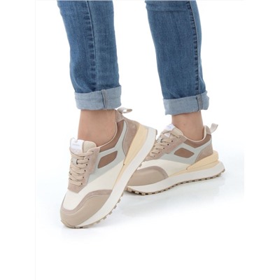 05-A603-2 BEIGE Кроссовки женские (натуральная кожа, натуральная замша)