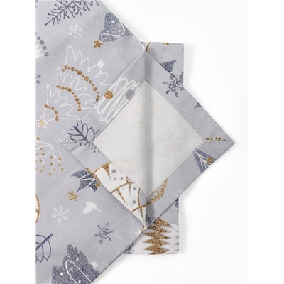 Набор салфеток сервировочных «Этель» Let it snow, 40×40 см - 2 шт., с декоративными кольцами, серые