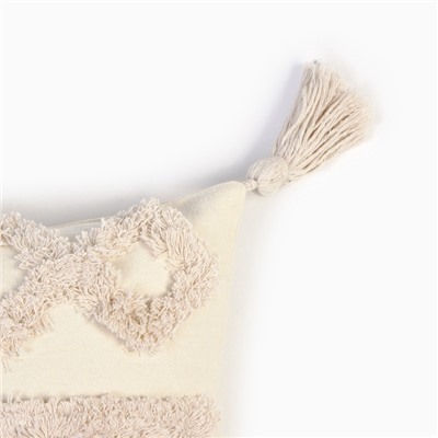 Наволочка декоративная «Этель. Бохо», 45×45 см, 100% хлопок, полосы, молочная