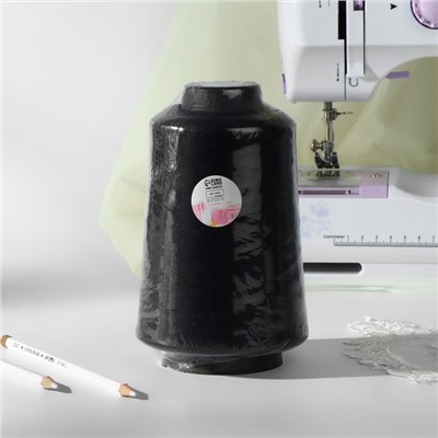 Нитки для оверлока 150D/1, 32910 м, 150D/1, текстурированные, некручёные, чёрные
