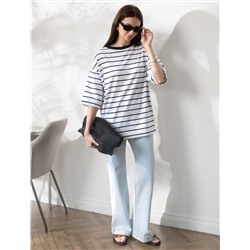 Свободная футболка в полоску из премиального хлопка с эластаном