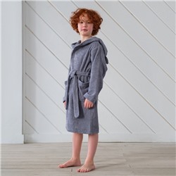 Халат махровый детский «Этель» Little king, размер 32 (110-116 см), серый