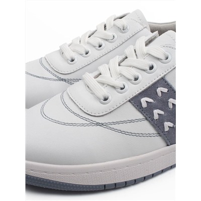 03-YA345-1 WHITE/BLUE Полуботинки спортивные женские (натуральная кожа, натуральная замша)