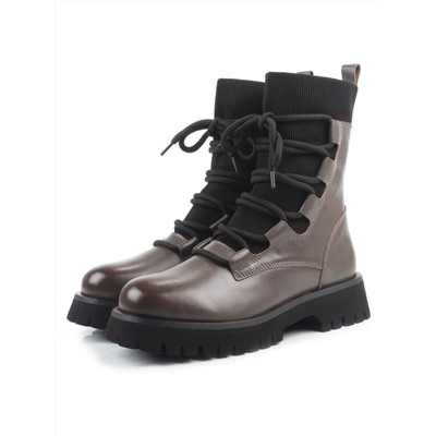 01-XKL21-196R GRAY/BROWN Ботинки демисезонные женские (натуральная кожа, байка)