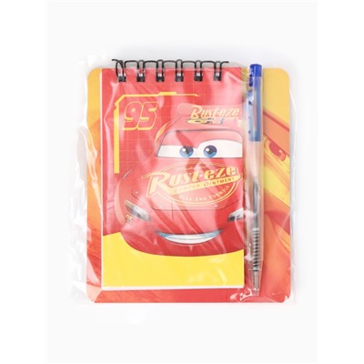 Блокнот А7 и мини ручка, Тачки