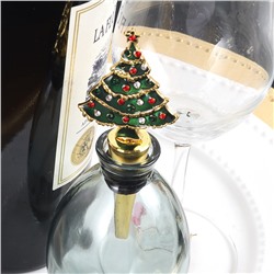 Декоративная многоразовая металлическая пробка для бутылки "ЕЛКА СО СТРАЗАМИ"