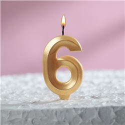 Свеча для торта "Грань" золотая - цифра "6" 7,8 см
