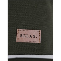 Шапка трикотажная детская формы лопата, нашивка RELAX + снуд, хаки