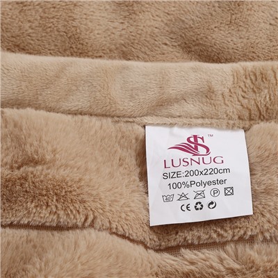 Плед пушистый Lusnug теплый мягкий Бежевый 2019-C03 200x220