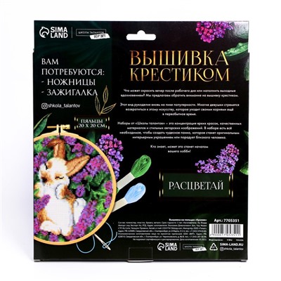 Вышивка на пяльцах «Кролик», 20 х 20 см, набор для творчества