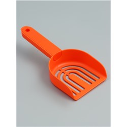 Совок для уборки за кошкой с подставкой, 22×7×6 см, бело-оранжевый