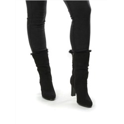 F16-181M BLACK Полусапоги зимние женские (натуральная замша, натуральный мех (полностью))