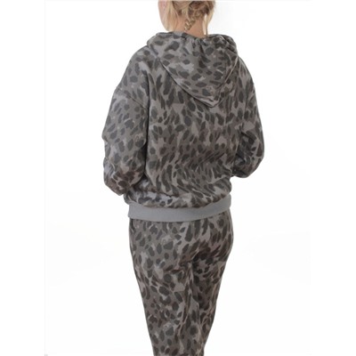 869-3 GRAY/LEOPARD Костюм спортивный зимний женский (95% хлопок, 5% полиэстер)