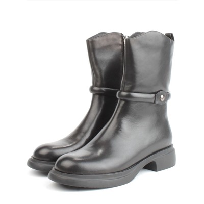01-D3-1220 BLACK Ботинки демисезонные женские (натуральная кожа, байка)