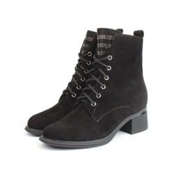 04-M3-H238 BLACK Ботинки зимние женские (натуральная замша, натуральный мех)