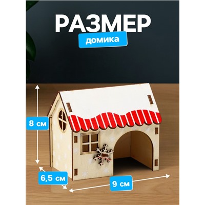 Домик для грызунов, 9×6.5×8 см, фанера