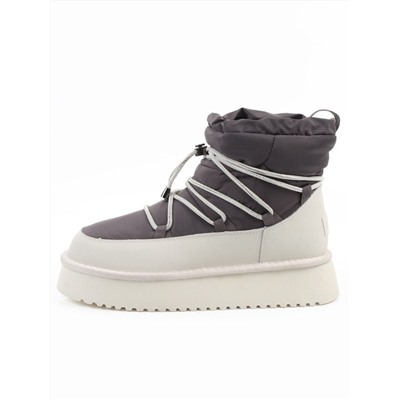 04-WF029-4M DK. GRAY/MILK Ботинки зимние женские (натуральная кожа, курточная ткань, 100% шерсть)
