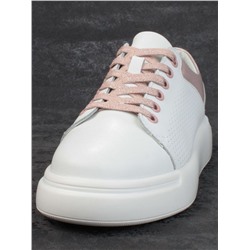05-PDXT13-2 WHITE/PINK Кроссовки женские (натуральная кожа)