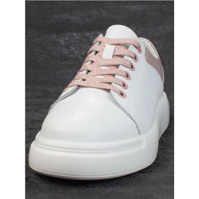 05-PDXT13-2 WHITE/PINK Кроссовки женские (натуральная кожа)