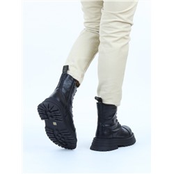 01-A13-1 BLACK Ботинки демисезонные женские (натуральная кожа)