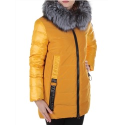 8186 YELLOW Пальто женское с натуральным мехом Jarius