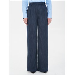 Брюки прямые тёмно-синие с карманами